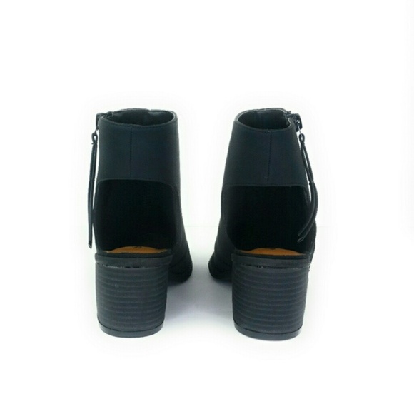 Womens Open Heel Closed Toe Zip Bootie Black Vegan - Picture 7 of 8